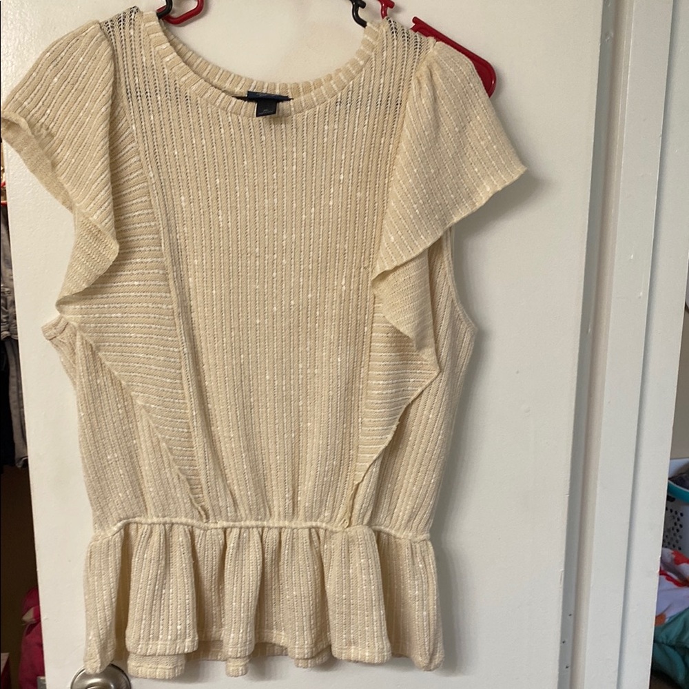 Daytrip Cream Peplum Blouse with Flutter Sleeves